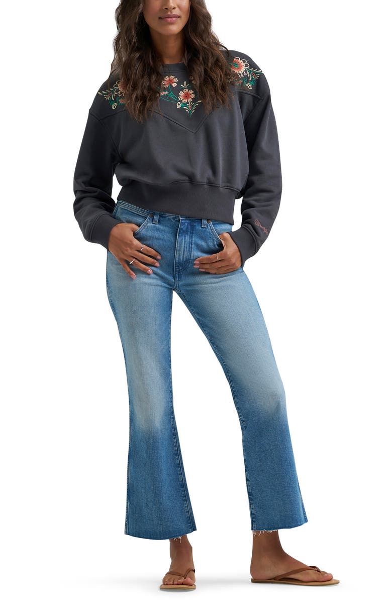 Wrangler Floral Embroidered Yoke Sweatshirt, Alternate, color, 