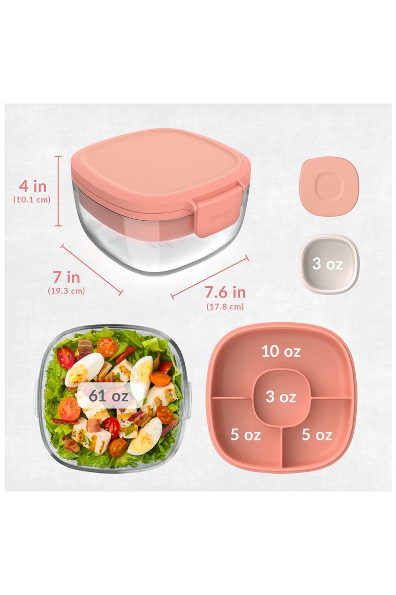 All-in-One Glass Salad Container, Alternate, color, CORAL