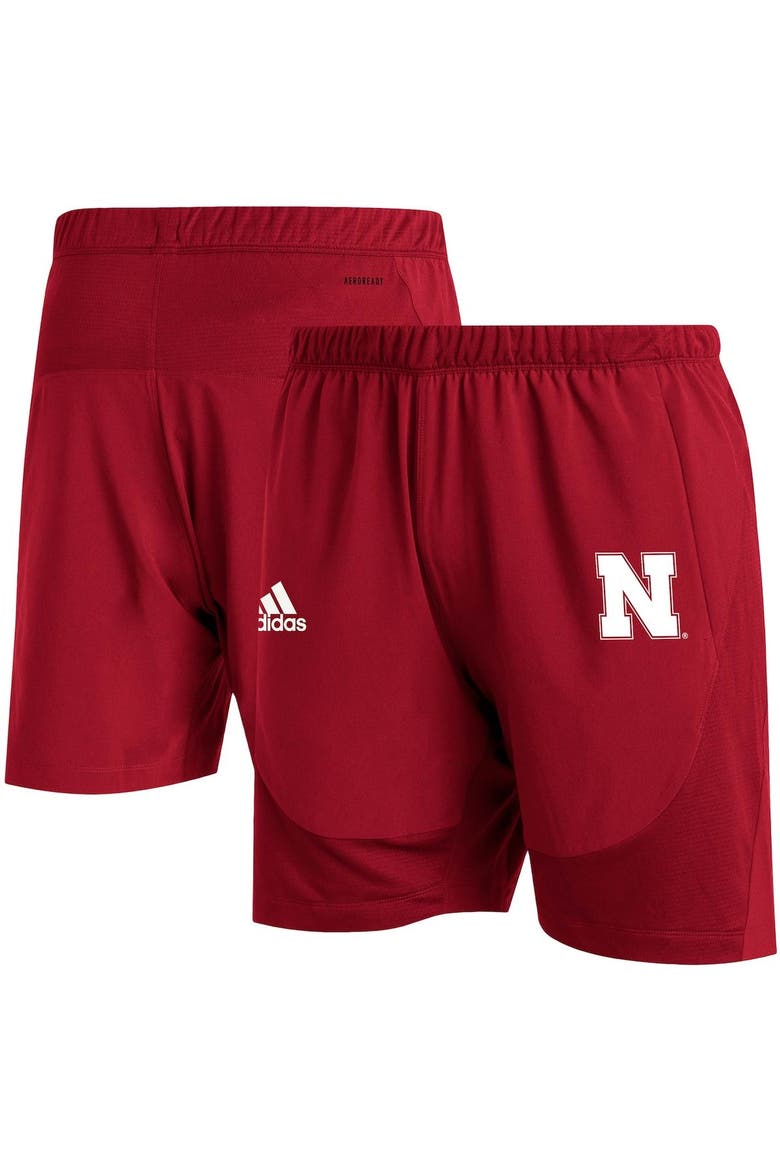 Men's adidas Scarlet Nebraska Huskers 2021 Sideline AEROREADY Training Shorts, Main, color, SCARLET
