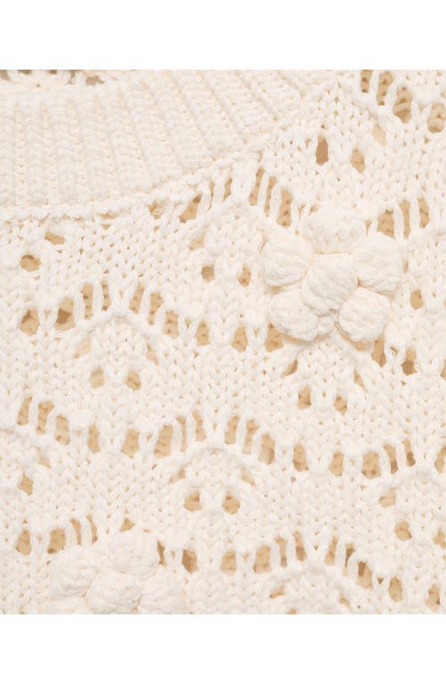 MANGO MANGO OPEN STITCH SHORT SLEEVE CROP SWEATER
