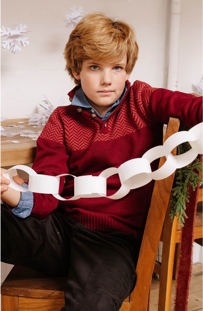 Hope & Henry Boys' Organic Intarsia Yoke Mock Neck Sweater, Kids, Alternate, color, 