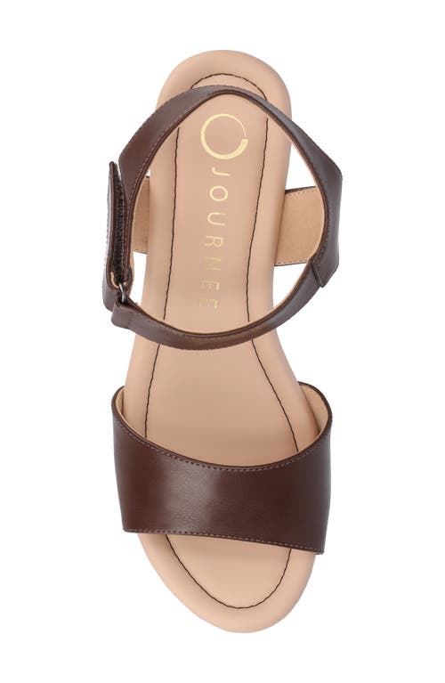 Shop Journee Collection Ranae Platform Wedge Cork Sandal In Brown
