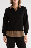 Adrianna Papell V-Neck Twofer Sweater