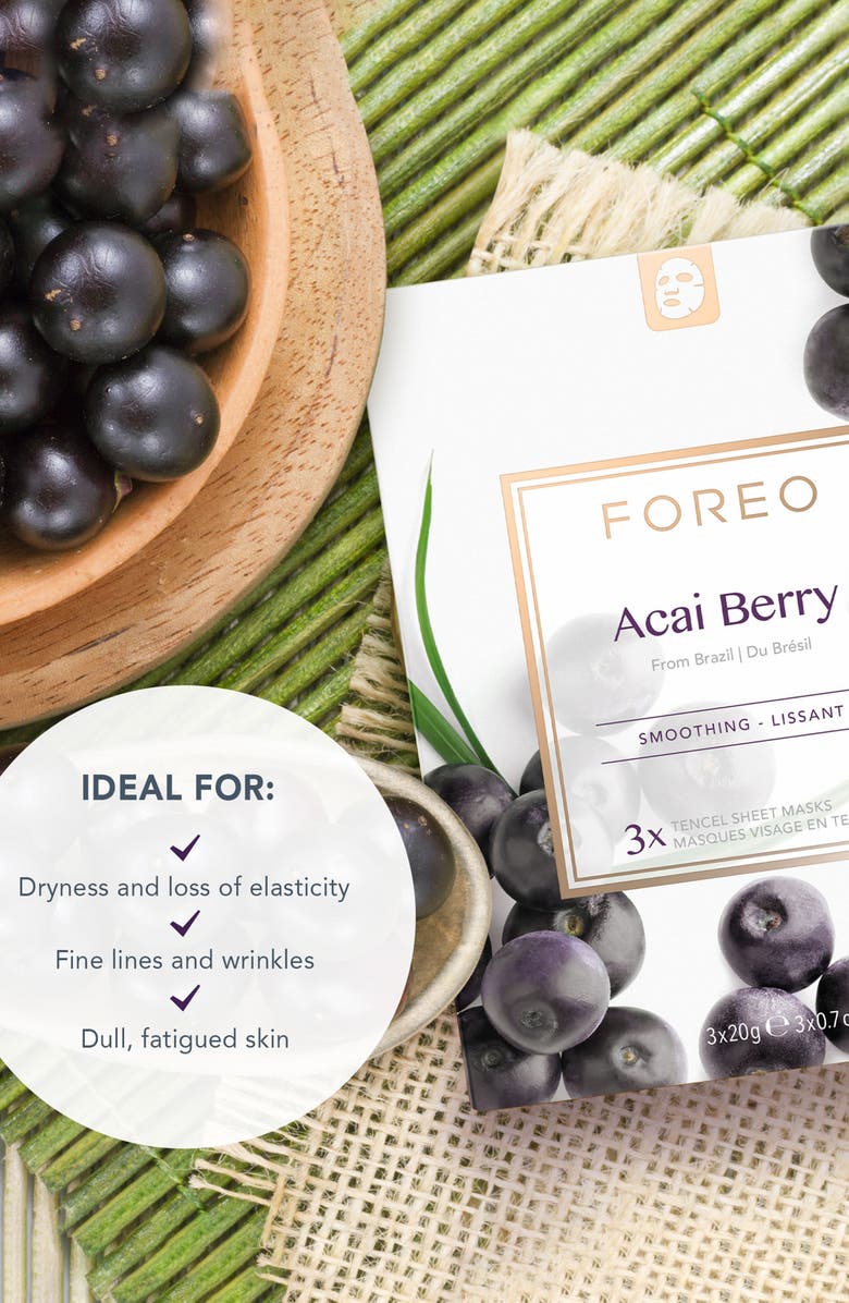 FOREO Farm To Face Sheet Mask - Acai Berry x3, Alternate, color, NO COLOR