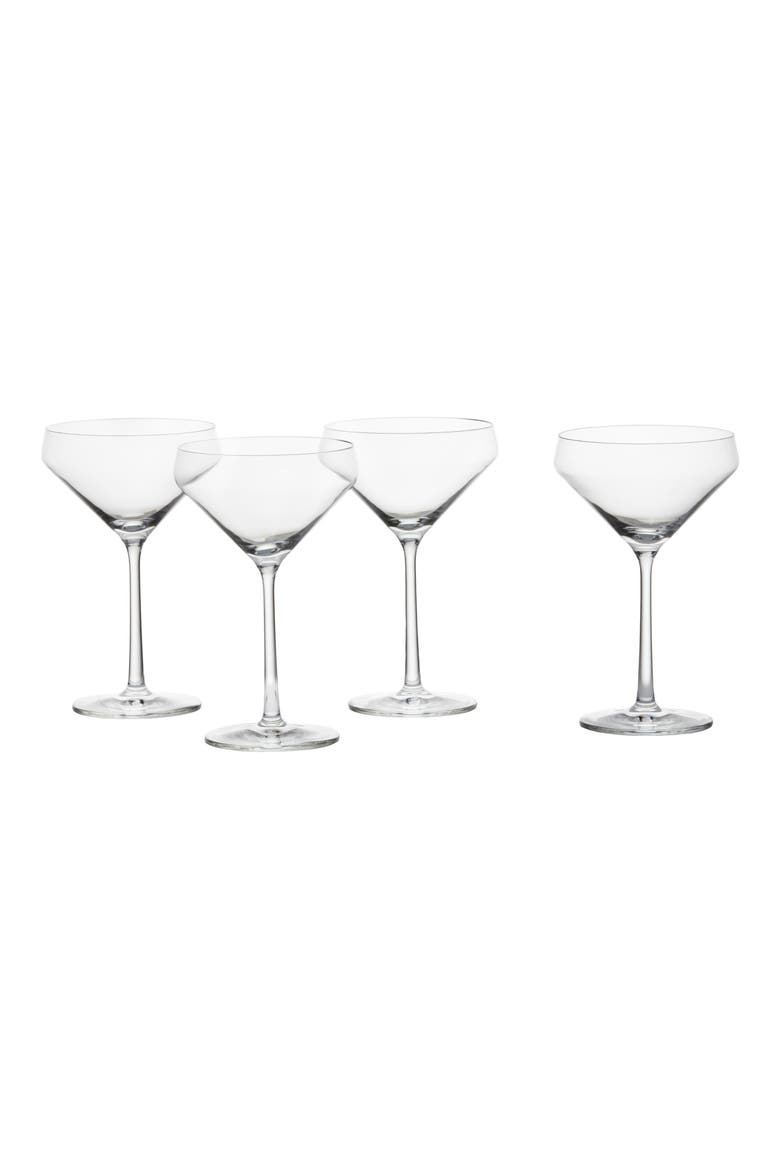 Pure Set of 4 Martini Glasses, Main, color, CLEAR