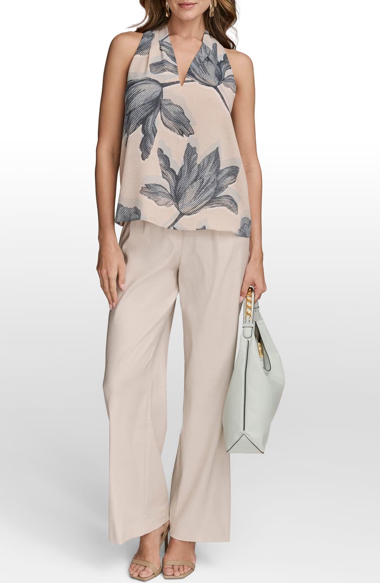 Donna Karan New York Print V-Neck Sleeveless Top, Alternate, color, Sand Combo