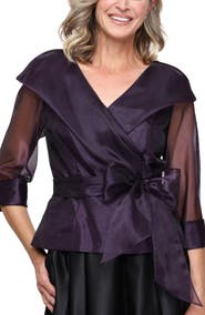 Alex Evenings Organza Wrap Top