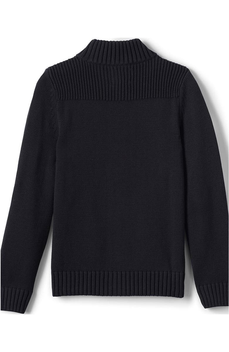 Lands' End School Uniform Boys Cotton Modal Zip Front Cardigan Sweater, Alternate, color, Black