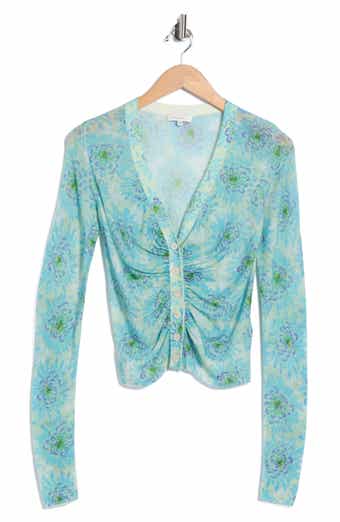 Astera Fleur Ruched Wool Blend Cardigan