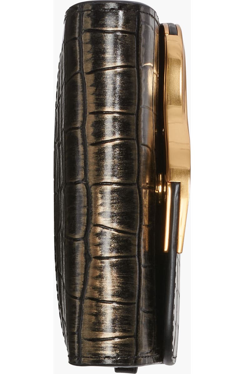 Donna Karan New York Malverne Metallic Croco Wallet On String, Alternate, color, Black/Gold