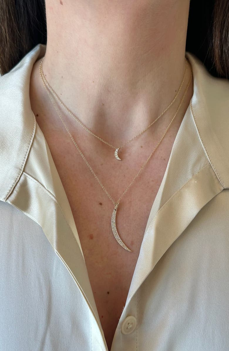 EF Collection Pavé Diamond Crescent Choker Necklace, Alternate, color, 14K Yellow Gold