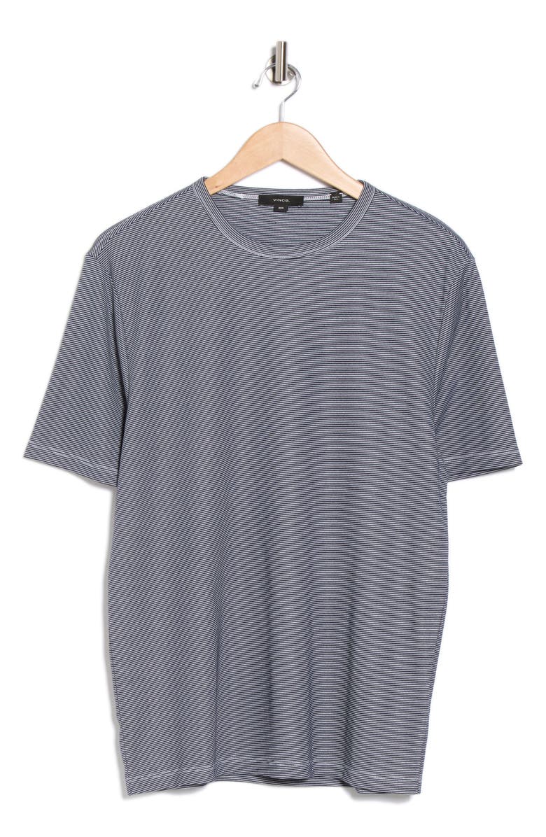 Vince Feeder Stripe Crewneck T-Shirt, Alternate, color, Coastal/ White