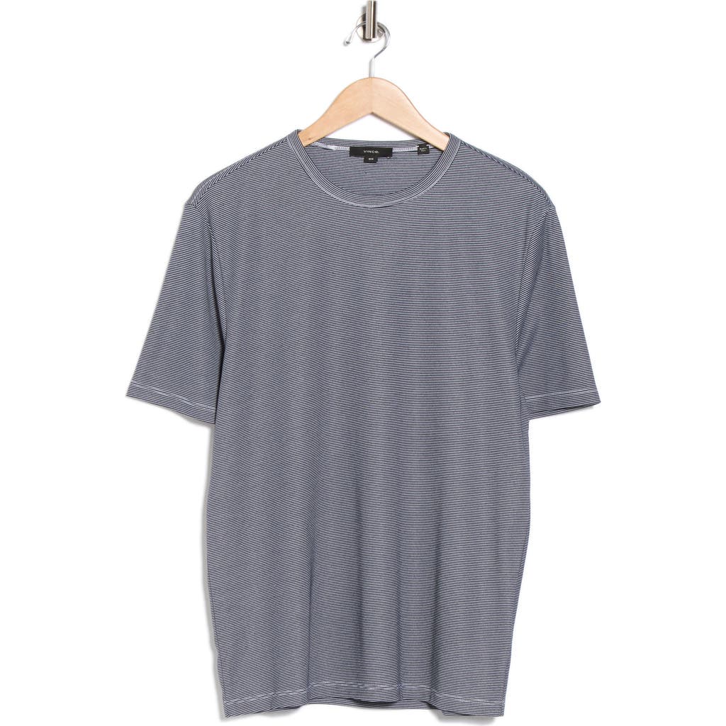 Vince Feeder Stripe Crewneck T-shirt In Gray