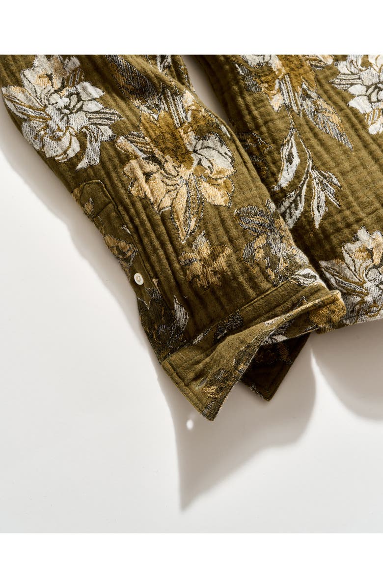 Billy Reid Tuscumbia Peony Jacquard Button-Down Shirt, Alternate, color, Olive Multi