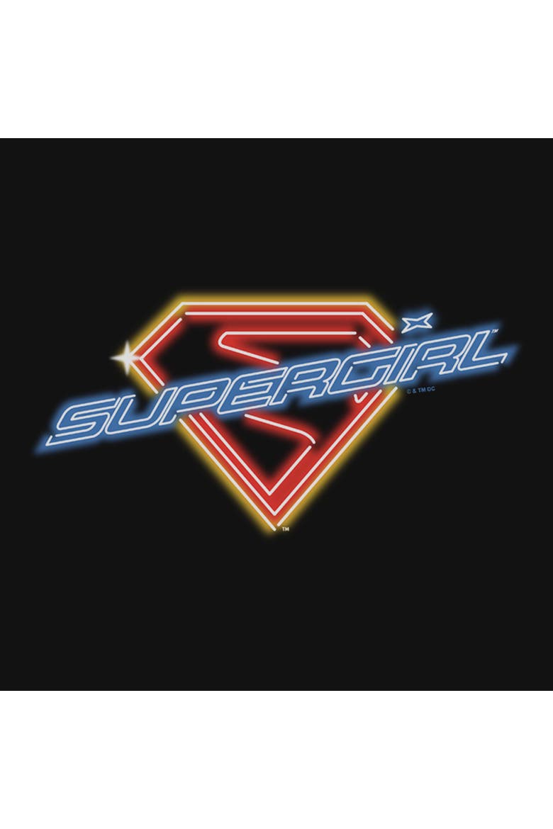 Girl's Supergirl Neon Sign Logo  Graphic T-Shirt, Alternate, color, Black
