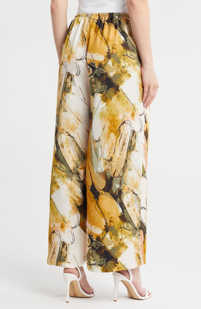 Adrianna Papell Side Tie Wide Leg Satin Pants, Alternate, color, Oil Green Goldsmith