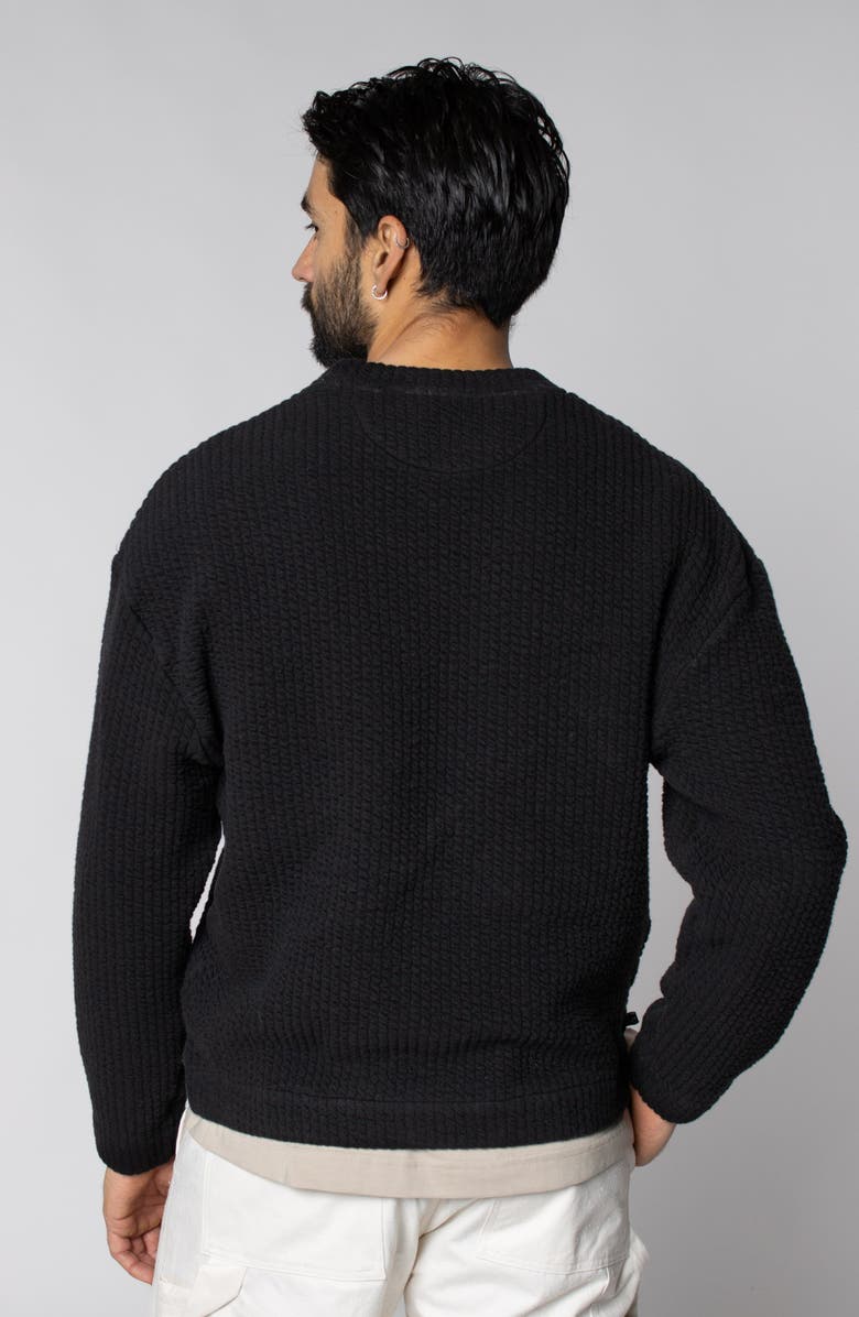 LEISURE LAB Cozy Quilt Crewneck, Alternate, color, Black