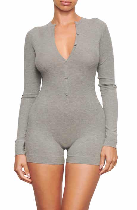Soft Lounge Long Sleeve Henley Romper Pajamas