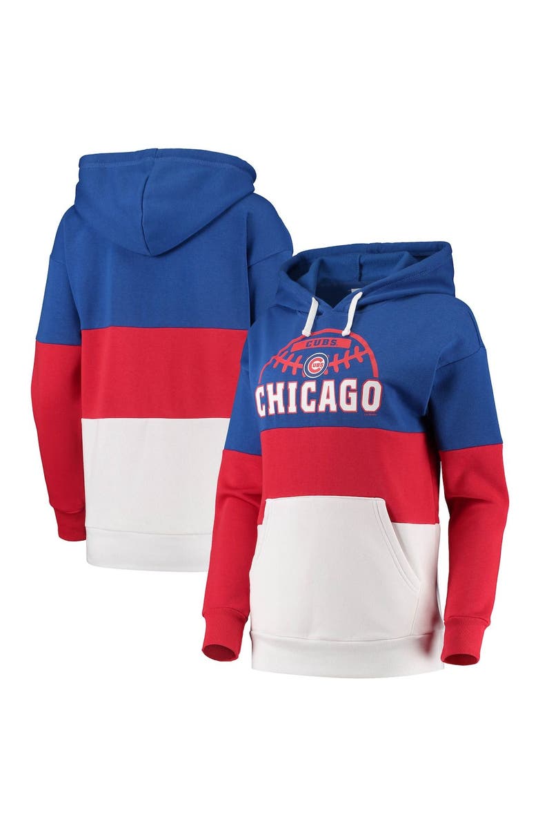 G-III SPORTS BY CARL BANKS Women's G-III Sports by Carl Banks Royal/Red Chicago Cubs Block and Tackle Colorblock Pullover Hoodie, Main, color, 