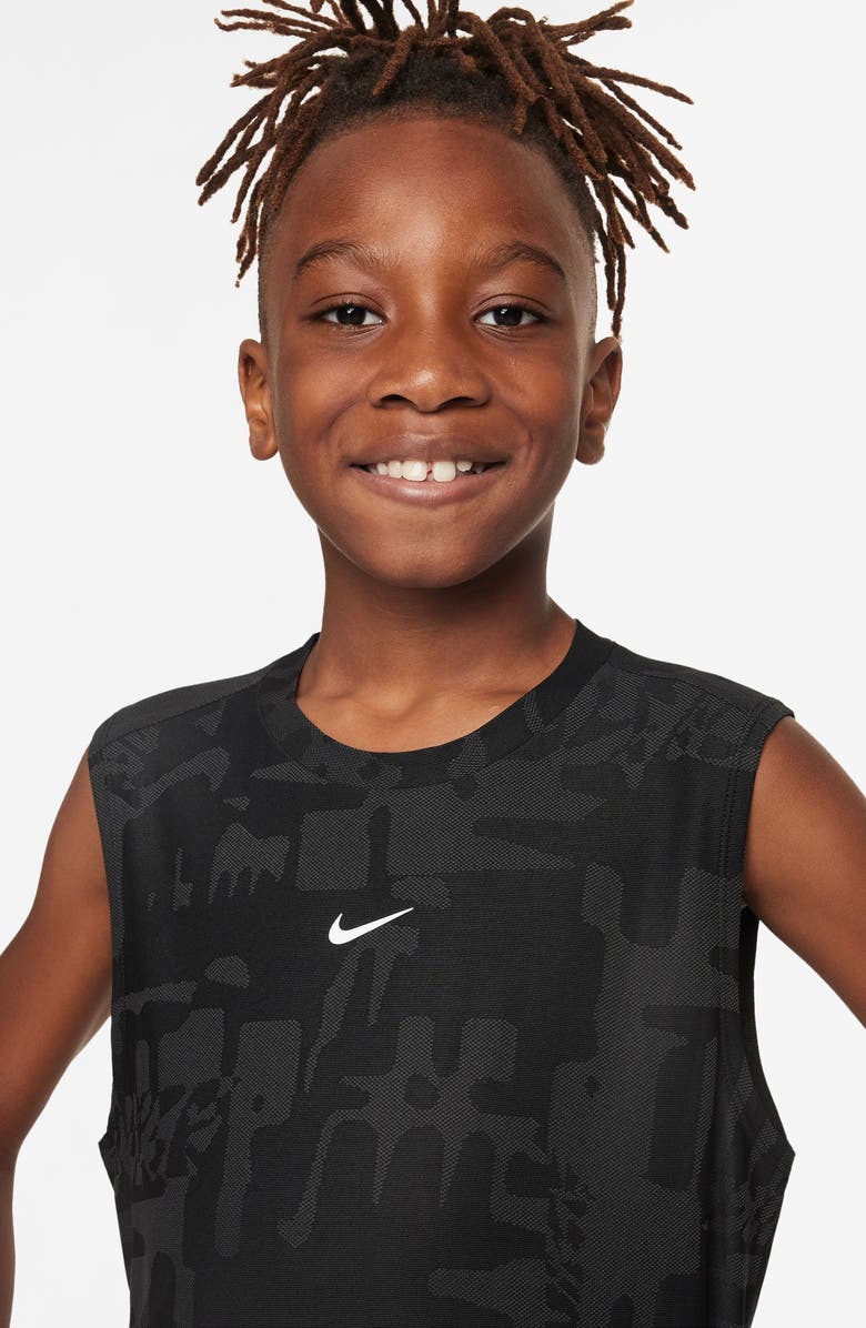 Nike Kids' Dri-FIT Multi Muscle Tee, Alternate, color, Black/ White