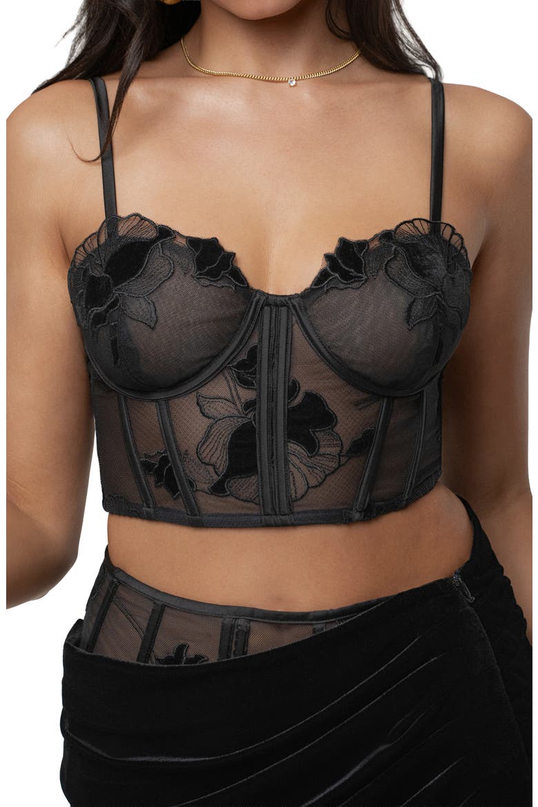 Velvet & Lace Bustier Camisole, Alternate, color, BLACK