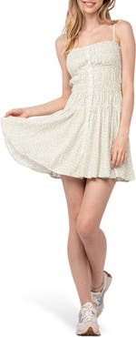 Sky to Moon Ditsy Floral Shirred Fit & Flare Minidress