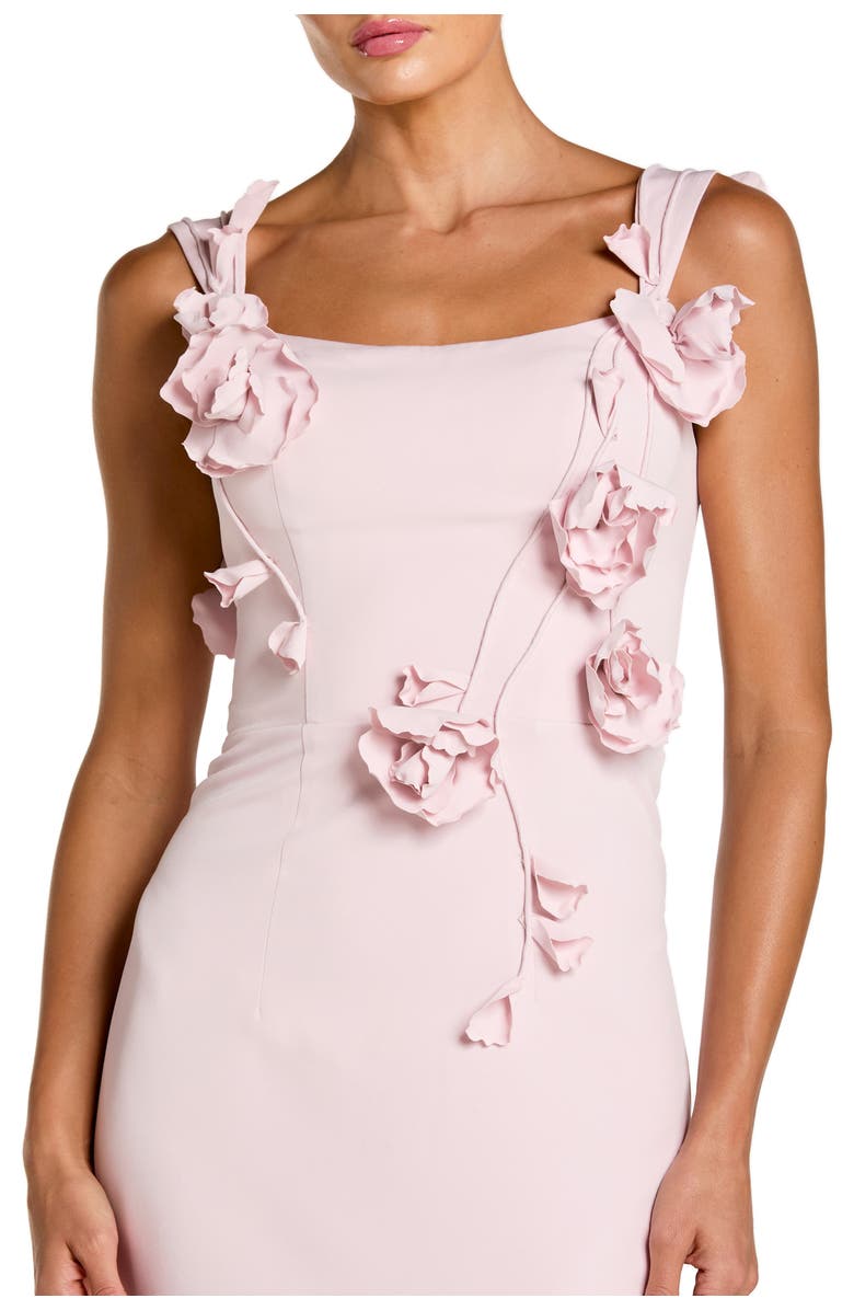 Mac Duggal Crepe Sleeveless Column Gown With Floral Detail, Alternate, color, Blush