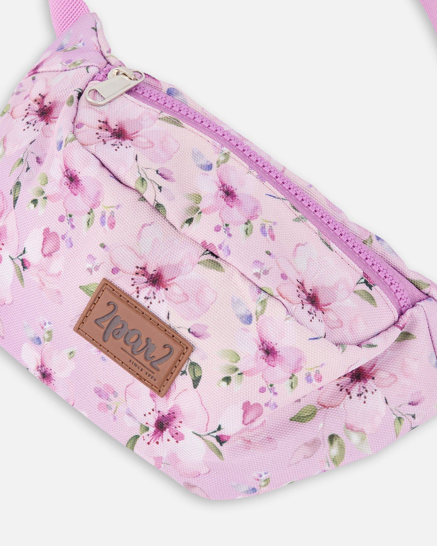 Deux par Deux Adjustable Straps Flower Fanny Pack, Alternate, color, Purple Floral Print