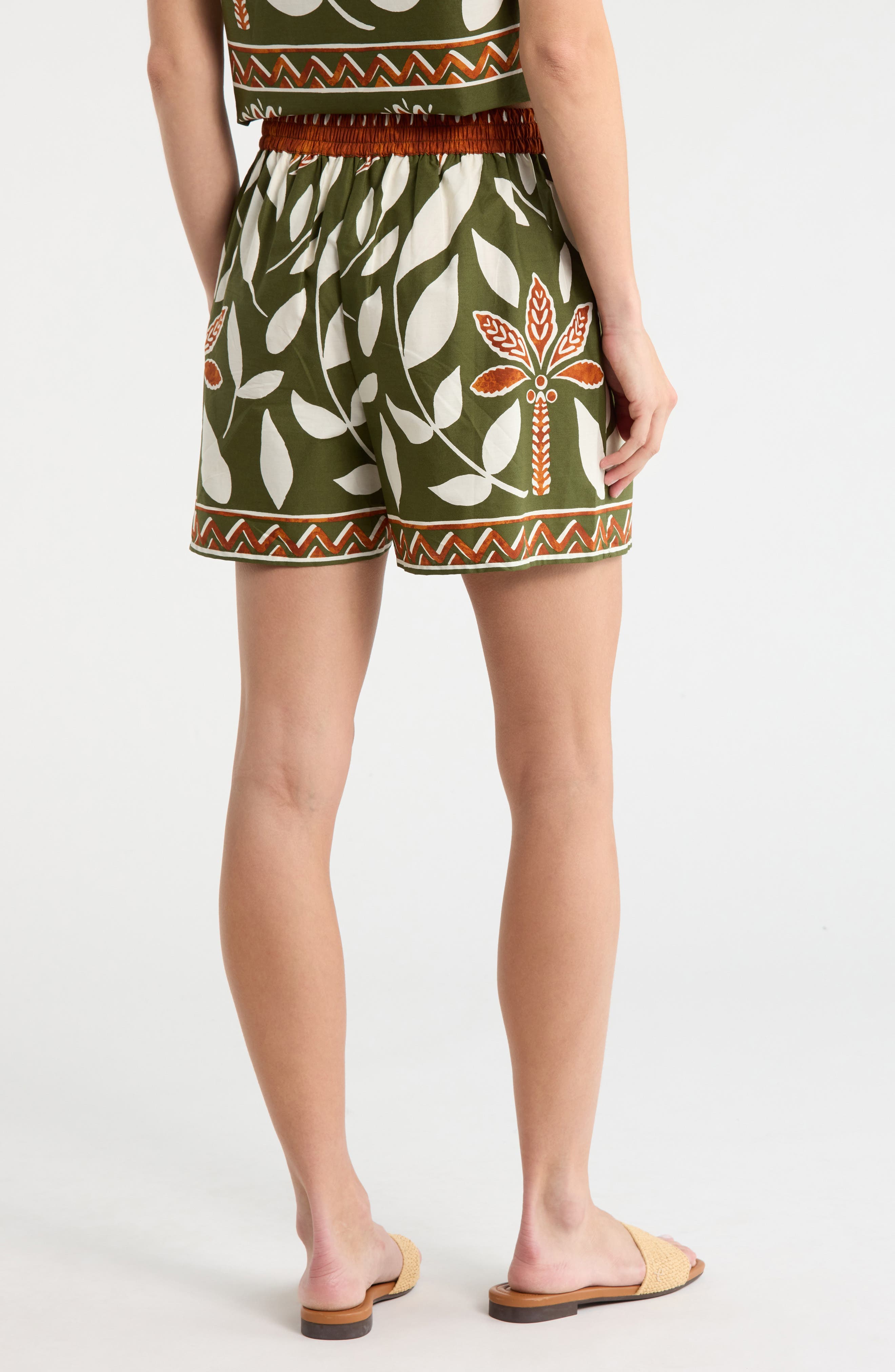 Floral Print Cotton Drawstring Shorts - image 2