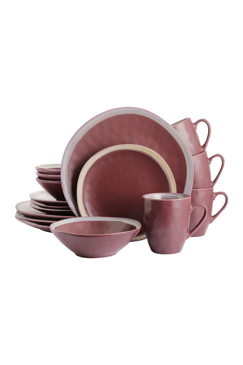 Serafina Stoneware 16-Piece Dinnerware Set, Main, color, Wine