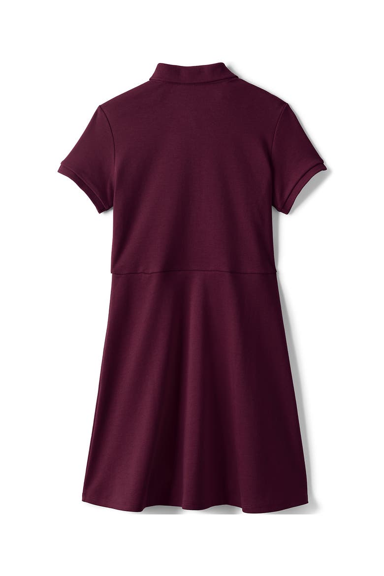 Girls Short Sleeve Interlock Polo Dress, Alternate, color, Burgundy