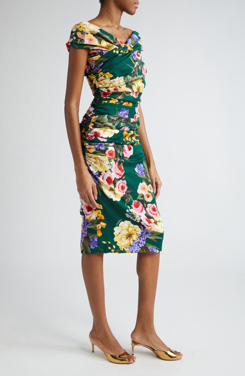 Dolce&Gabbana Garden Floral Print Charmeuse Sheath Dress, Alternate, color, 