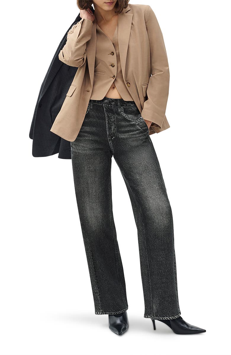 rag & bone Miramar Wide Leg Cotton Fleece Sweatpant Jeans, Alternate, color, Washed Black