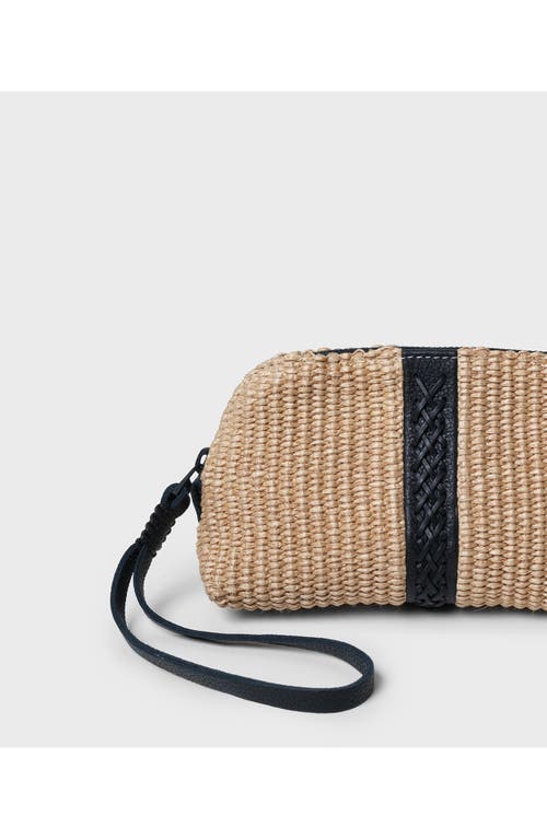 Callista Woven Fabric & Leather Wristlet In Black