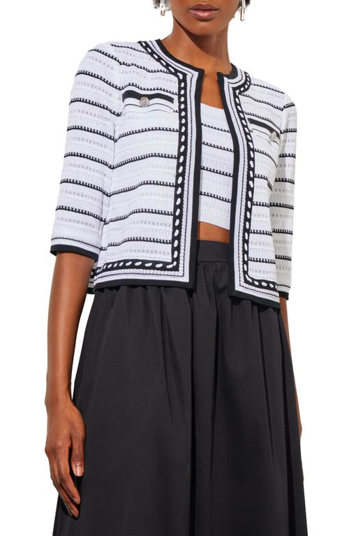 Ming Wang Stripe Cardigan In White