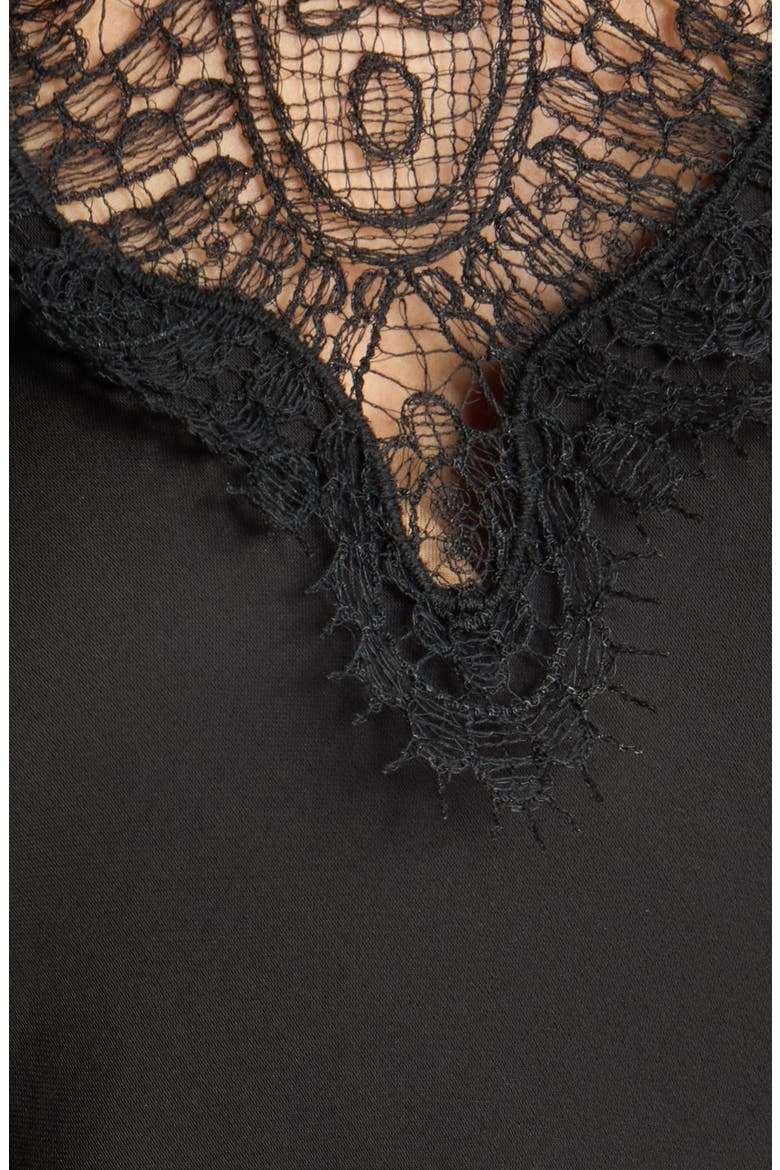 Jamila Lace Trim Gown, Alternate, color, BLACK