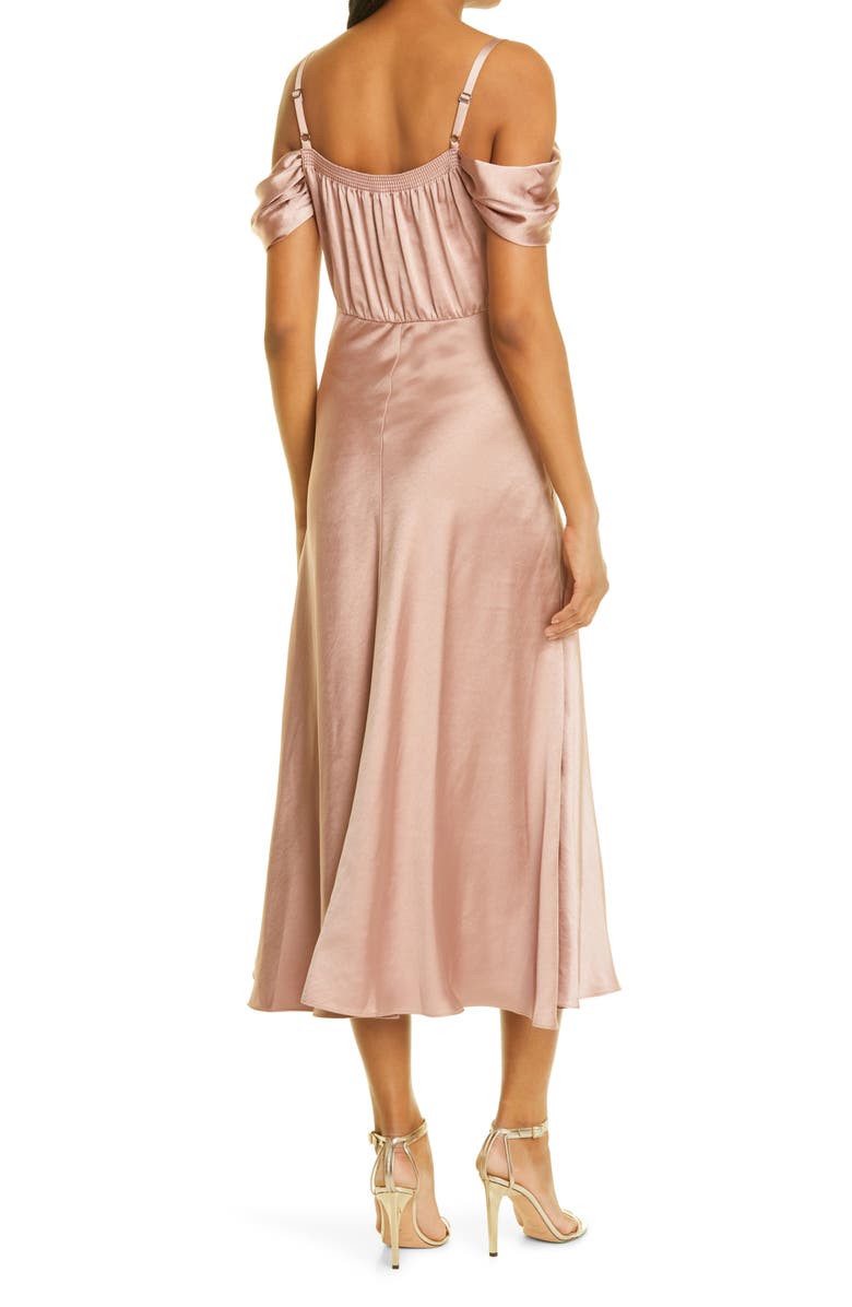 Ted Baker London Esta Cold Shoulder Satin Slipdress, Alternate, color, Dusky Pink