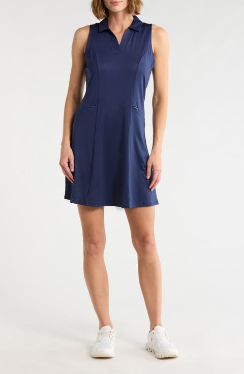 Sleeveless Flounce Mesh Detail Golf Dress