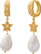 Murkani Cosmic Love Long Star Earring With Pearl