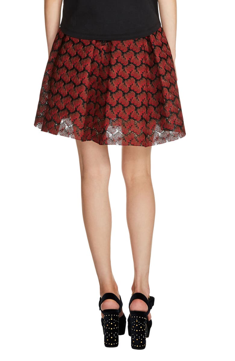 maje Pleated Lace Skirt, Alternate, color, Red