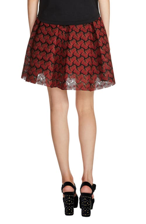 Maje Julian Pleated Jacquard Skirt In Red