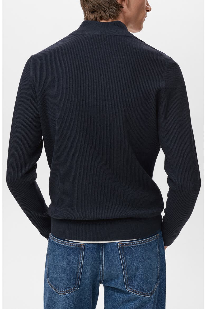 Rib Quarter Zip Sweater, Alternate, color, NAVY