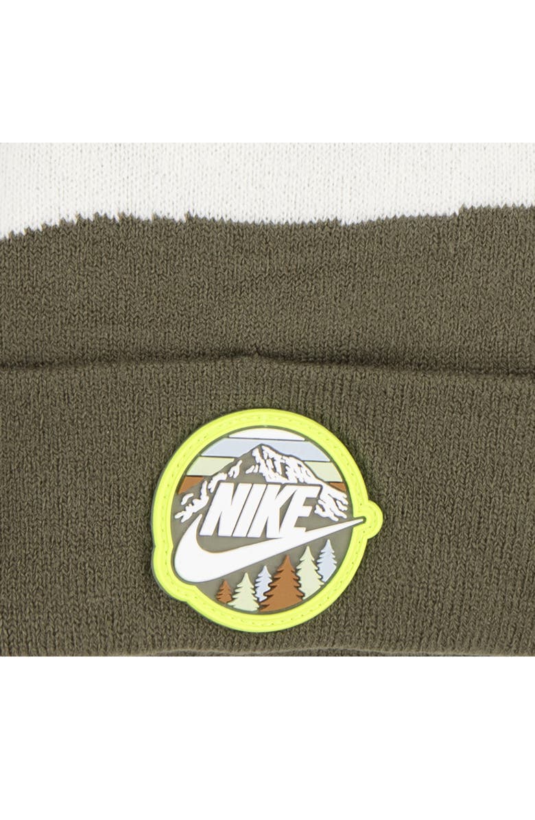 Nike Kids' Snowy Day Pom Beanie & Gloves Set, Alternate, color, Medium Olive