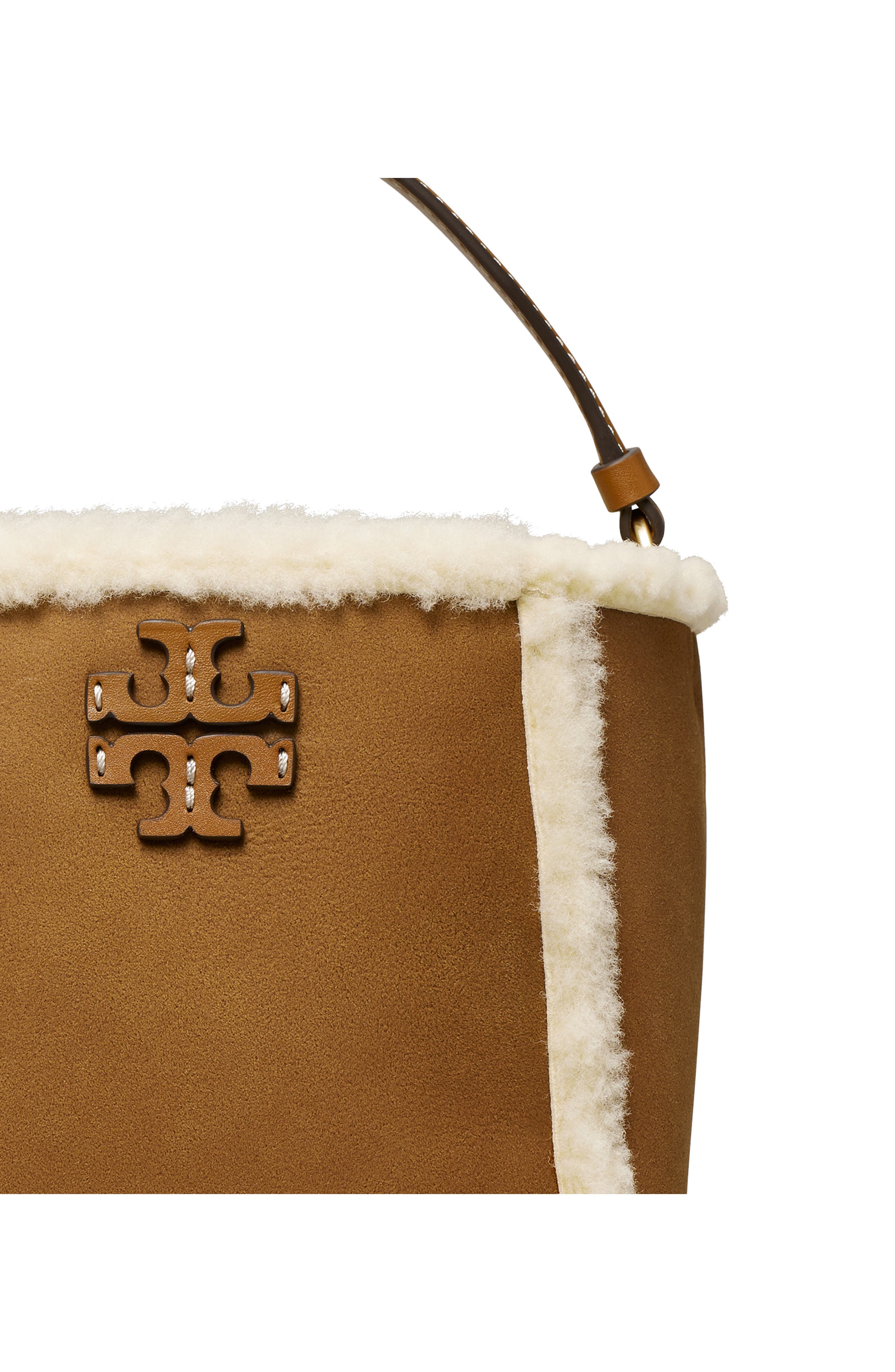 Tory Burch Small McGraw Genuine Shearling Bucket Bag, Alternate, color, 