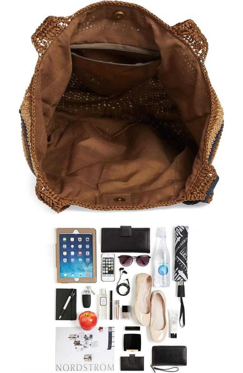 Caslon<sup>®</sup> Stripe Crochet Straw Shoulder Bag, Alternate, color,