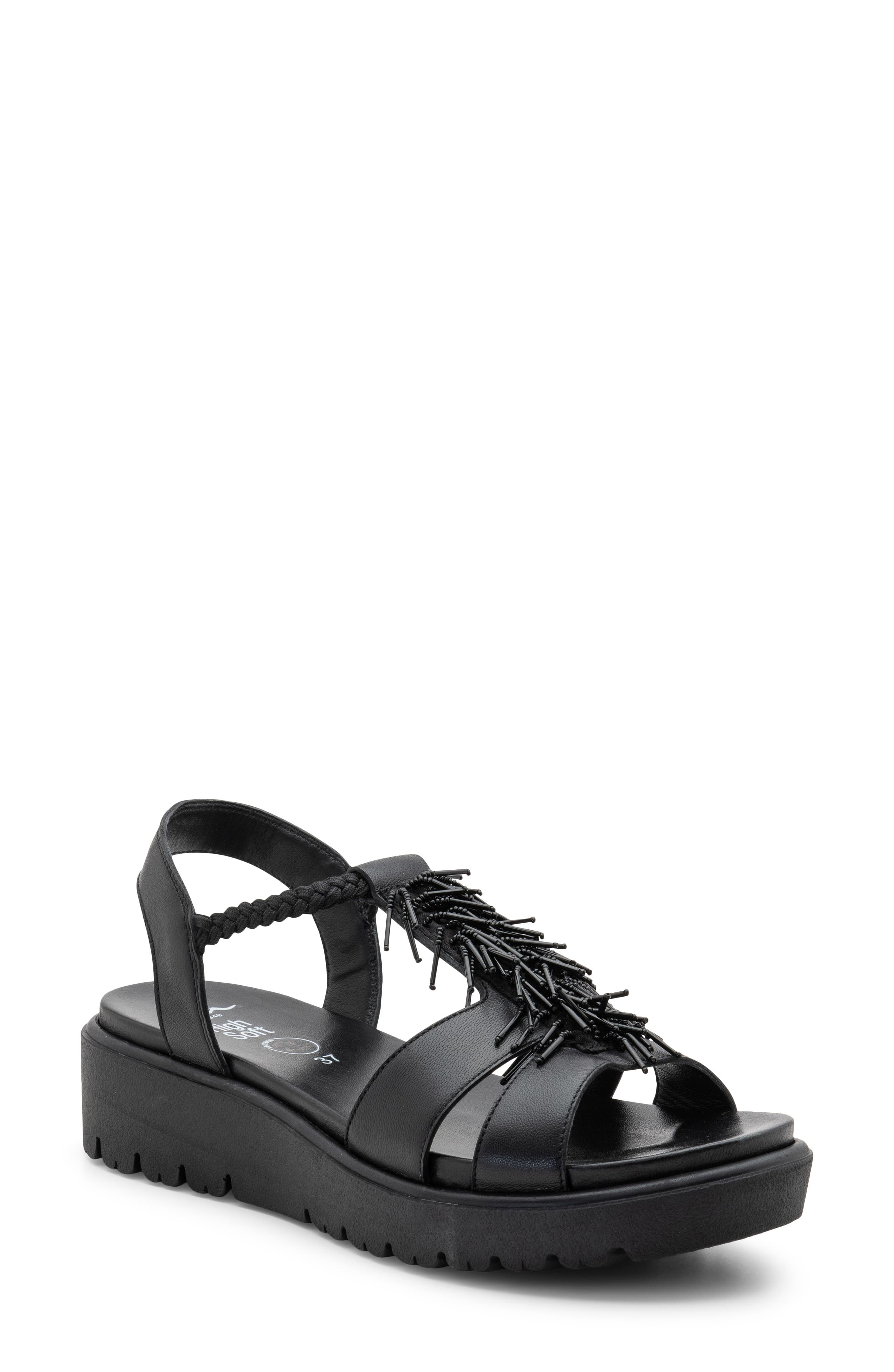 ara Bristol Platform Sandal, Main, color, Black Nappa Leather