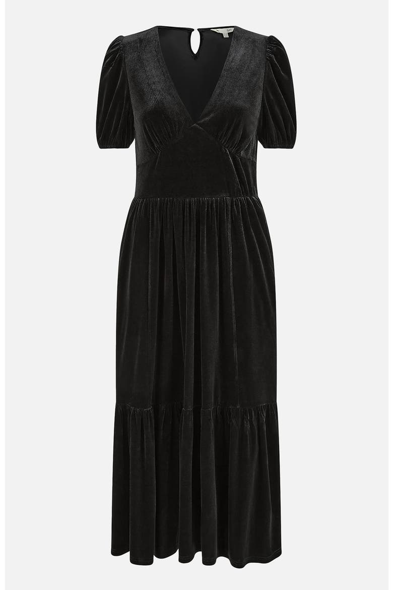 Velvet Midi Dress, Alternate, color, Black