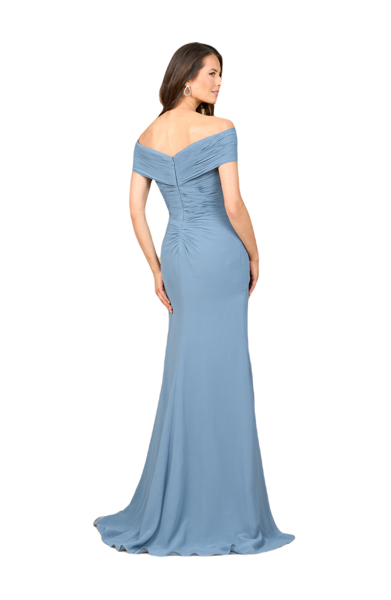 LARA New York Off Shoulder Elegant Chiffon Gown, Alternate, color, Dusty Blue