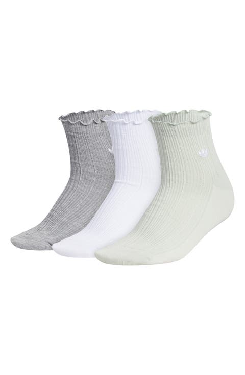 Assorted 3-Pack Ruffle Rib Ankle Socks