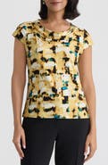 KASPER Abstract Print Cowl Neck Top